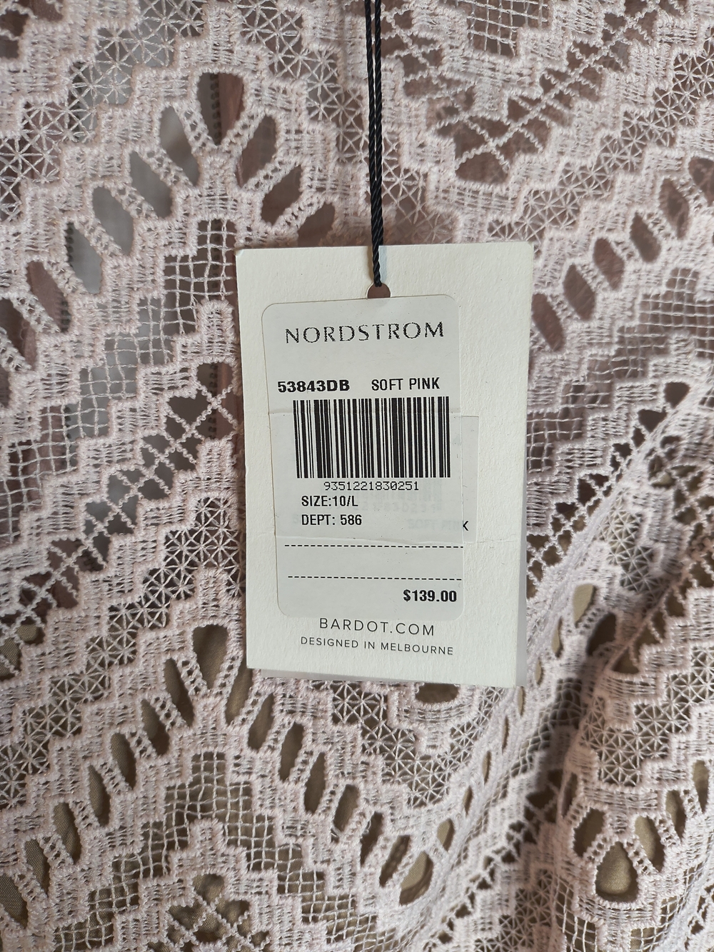 Bardot Pale Pink Chevron Lace Midi Dress - Picture 3 of 6